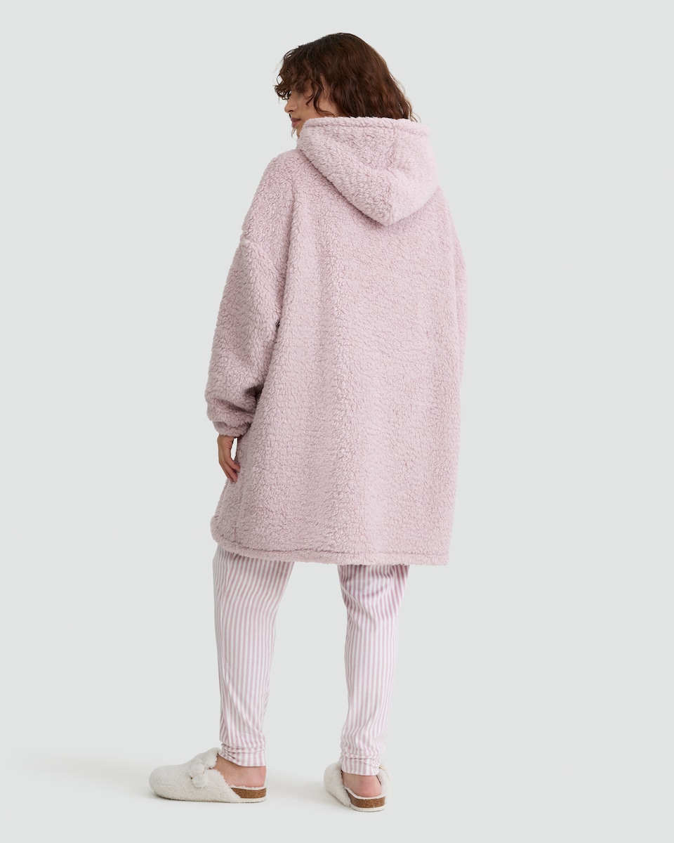 image 1 of F&F Fleece Oversized Pyjama Hoodie in Pink