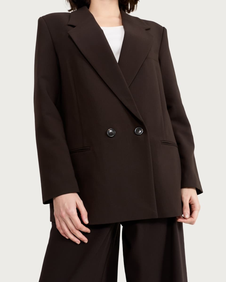 image 1 of F&F Tailored Double Breasted Co-ord Blazer in Brown