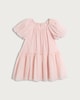 image 4 of F&F Girls Tiered Puff Sleeved Dress in Pink