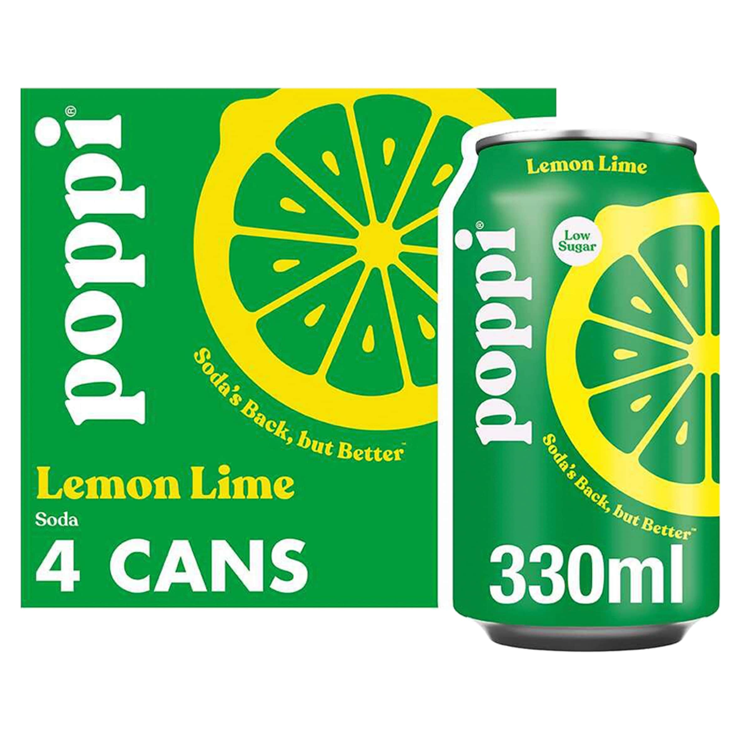 Poppi Lemon & Lime Soda Cans 4x330ml