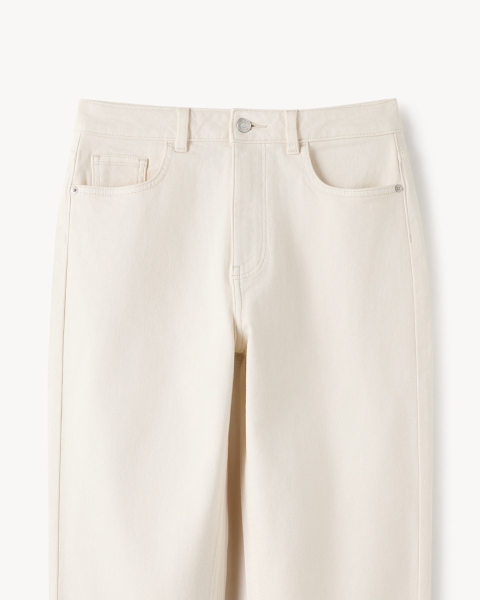 image 1 of F&F High Rise Straight Leg Jeans in Cream