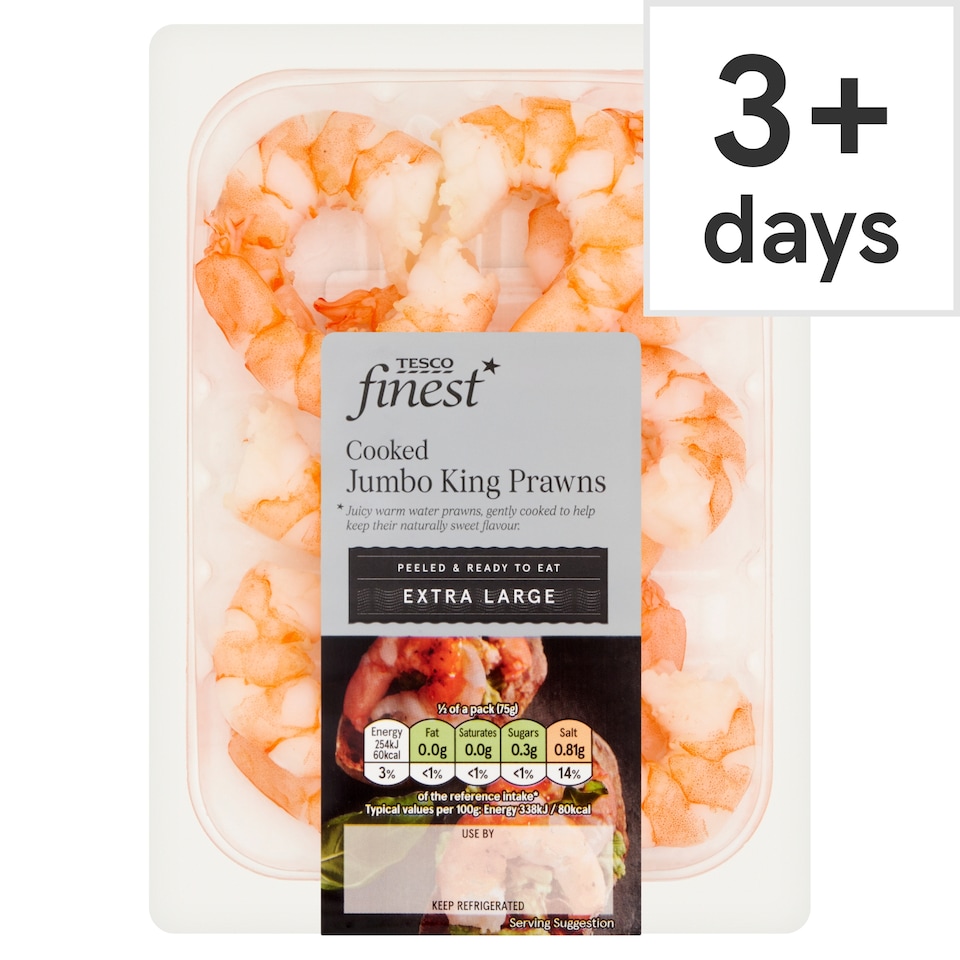 Tesco Finest Cooked & Peeled Jumbo King Prawns 150g