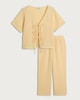 image 4 of F&F Pure Cotton Double Cloth Tie Front Pyjama Set in Yellow