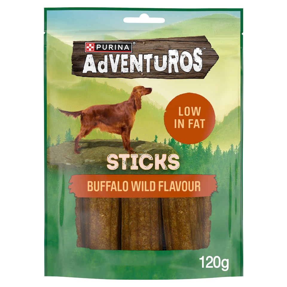 image 1 of Adventuros Sticks Dog Treats Buffalo Flavour 120g