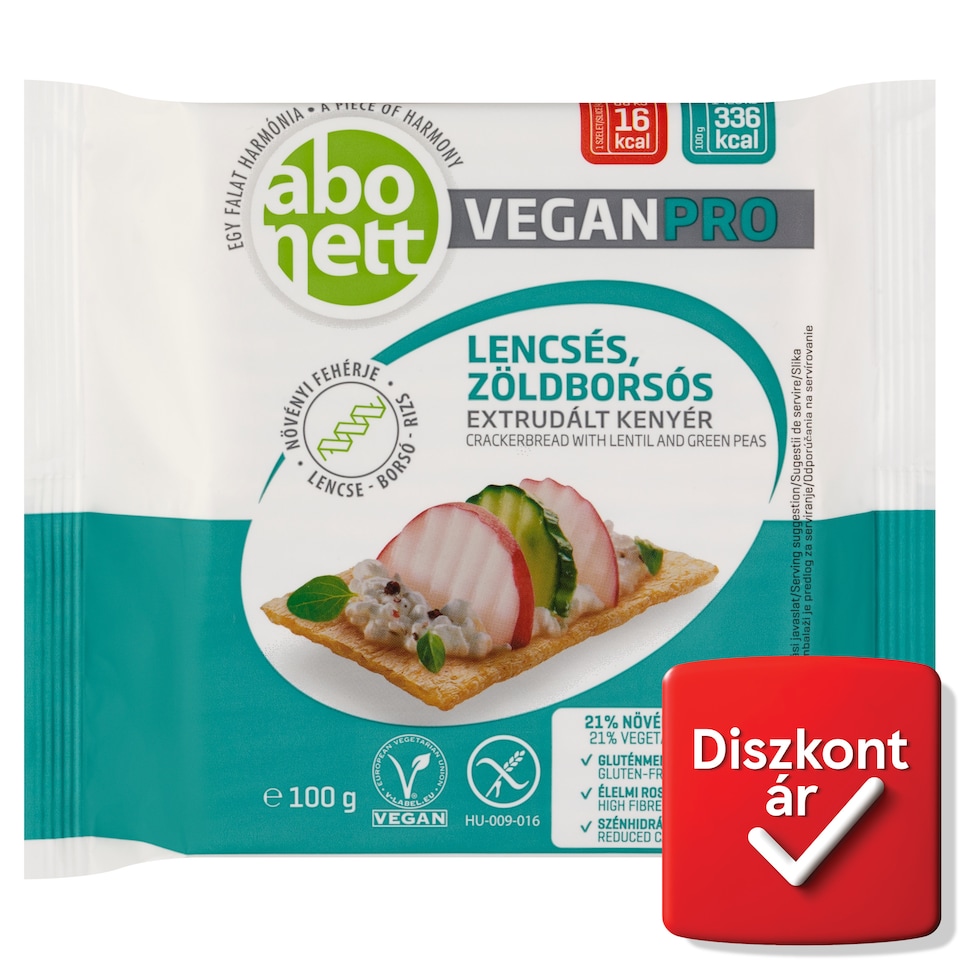Abonett VeganPro lencsés, zöldborsós extrudált kenyér 100 g  1. kép