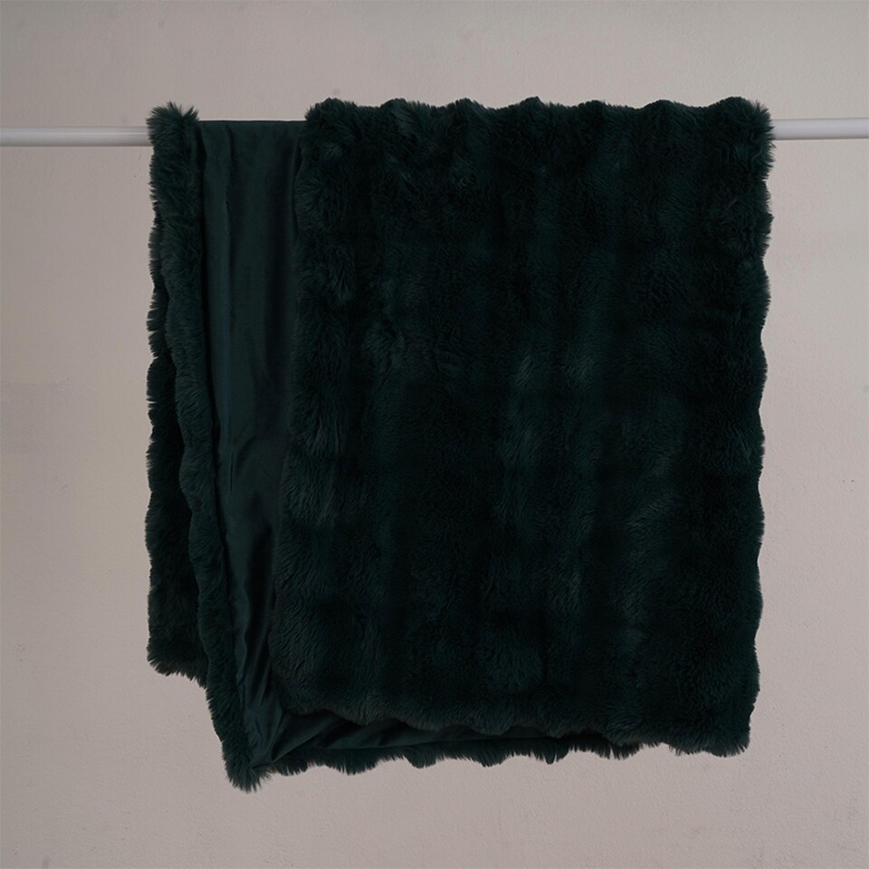 F&F Home Christmas Green Faux Fur Throw