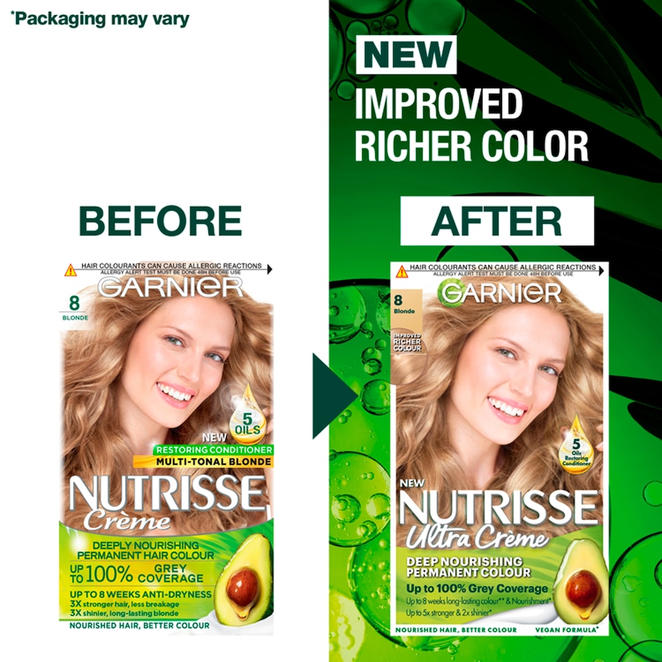 image 1 of Garnier Nutrisse 8 Blonde Permanent Hair Dye