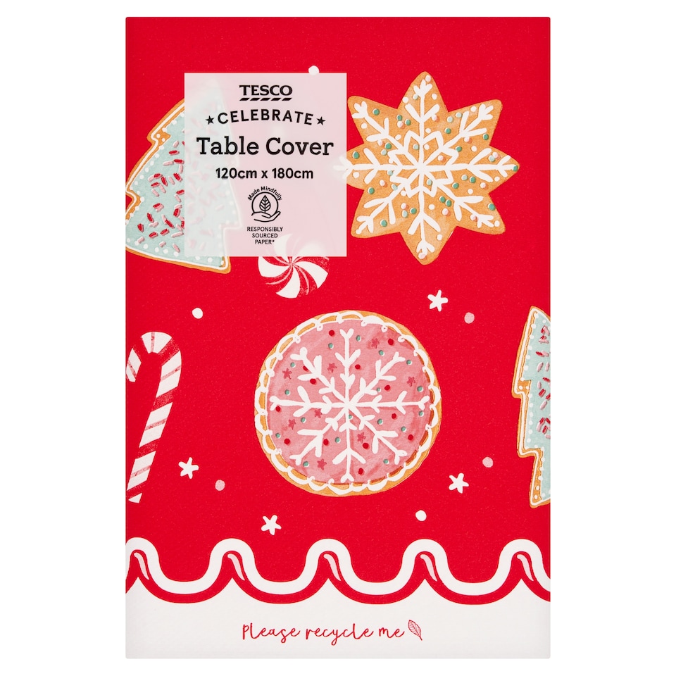 Tesco Sweet Biscuit Christmas Tablecover 180 X 120cm