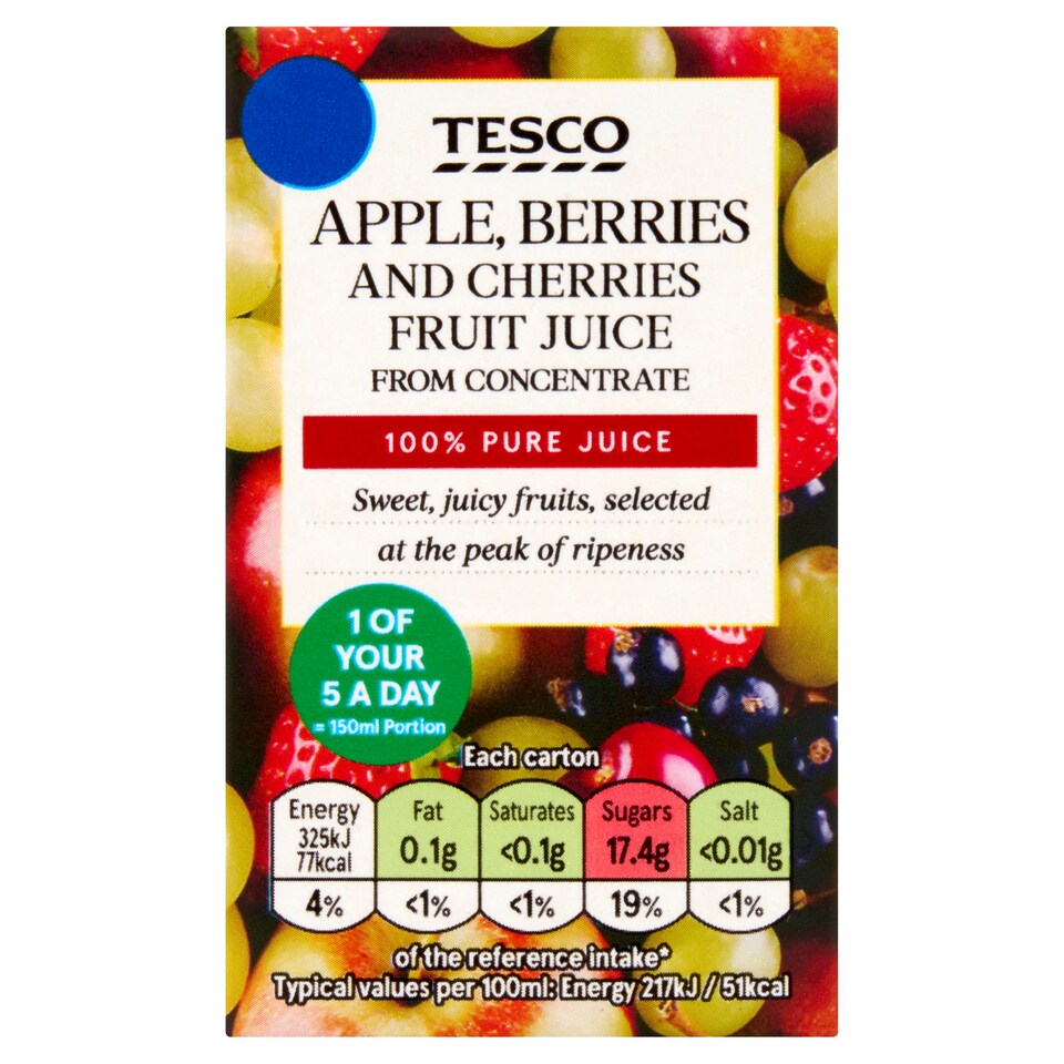 Tesco Apple, Berries & Cherries Fruit Juice From Concentrate 150ml
