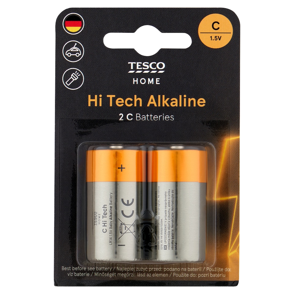 Tesco Home Hi Tech alkalické baterie C 2 ks