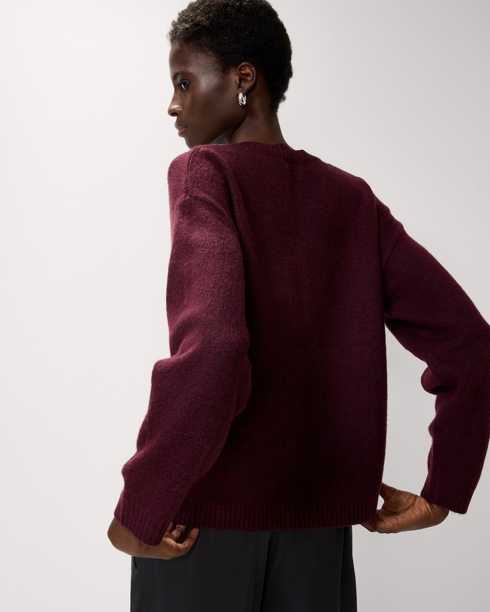image 1 of F&F Sequin Bow Jumper in Burgundy