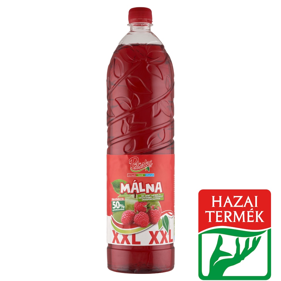 Pölöskei Raspberry Flavoured Syrup with Reduced Energy Content with Sugar and Sweetener 1,5 l