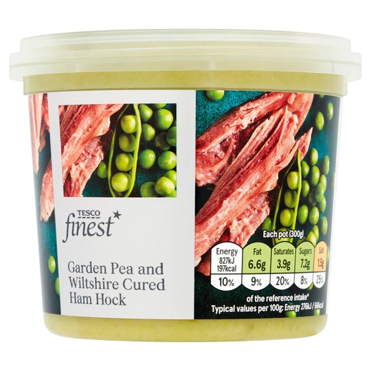 Tesco Finest Garden Pea & Ham Hock Soup 300G Tesco Groceries