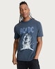 image 2 of AC/DC Pure Cotton Acid Wash Band Print T-Shirt in Navy