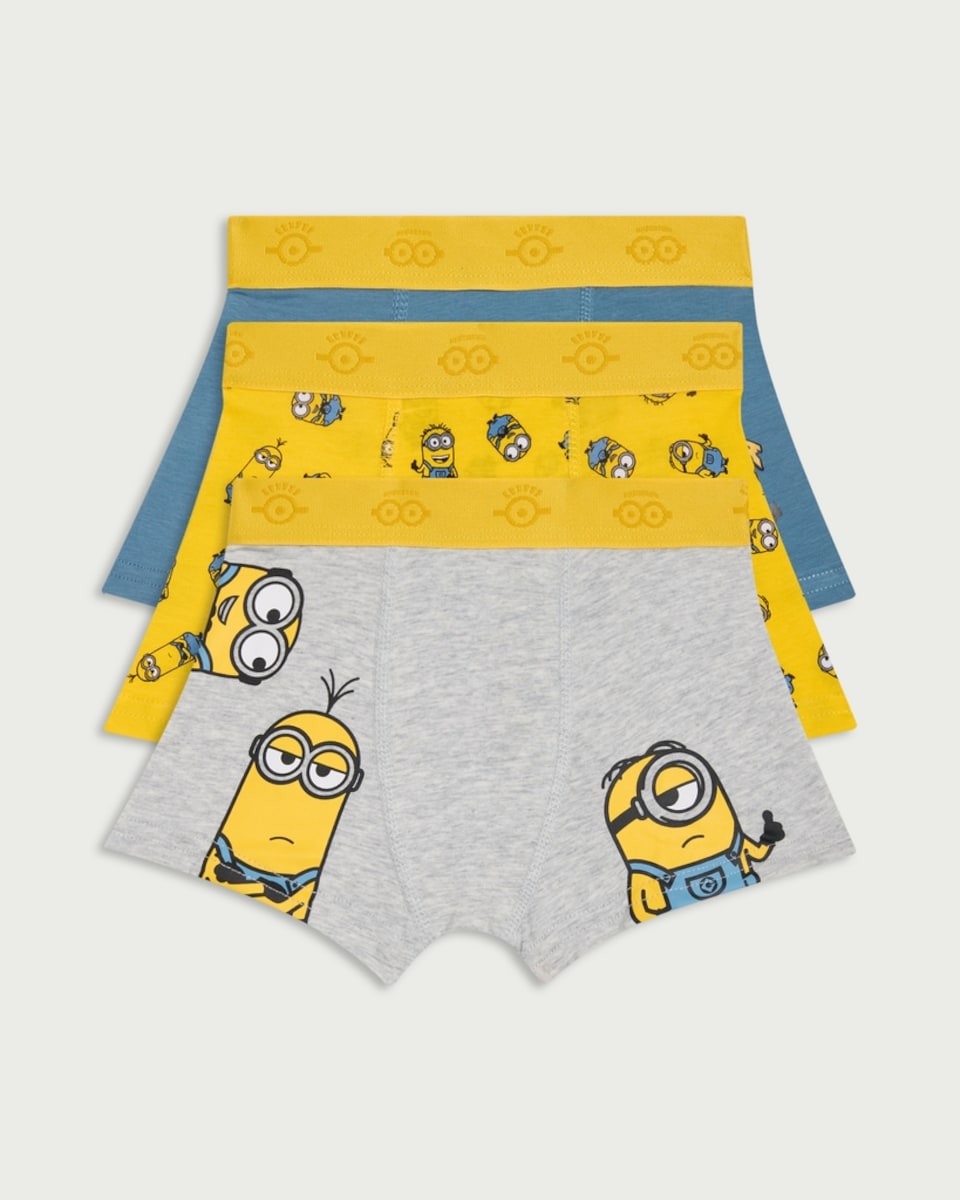 image 1 of Minions 3-Pack Print Cotton Rich Boxers in Multi
