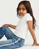 image 1 of F&F Girls Pure Cotton Lace Trim Jeans in Blue