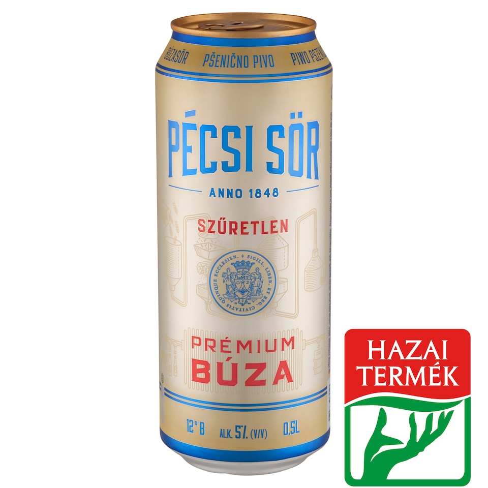 Pécsi Sör Prémium Búza szűretlen minőségi világos búzasör 5% 0,5 l
