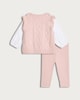 image 2 of F&F Baby 3-Piece Cable Knit Waistcoat, Top and Leggings Set in Pink