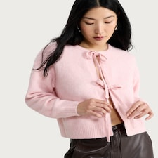 F&F Knitted Tie Front Cardigan in Pink