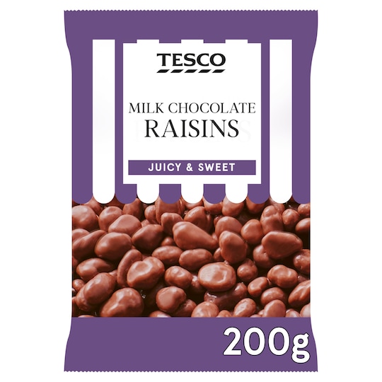 Tesco Milk Chocolate Raisins 200G Tesco Groceries
