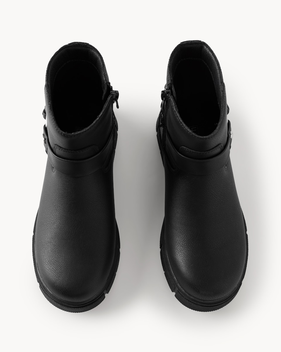image 1 of F&F Girls Faux Leather Biker Boots in Black