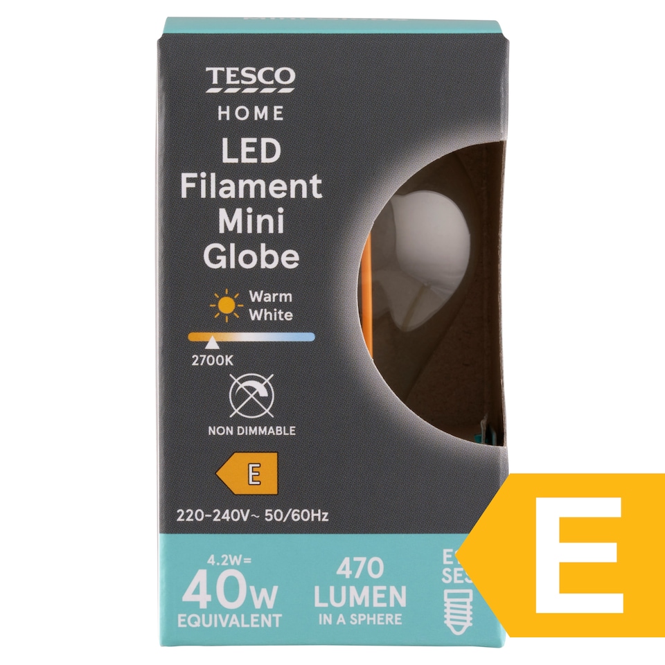 image 1 of Tesco Home LED Filament Mini Globe 4.2W E14 Warm White Light 1 pc