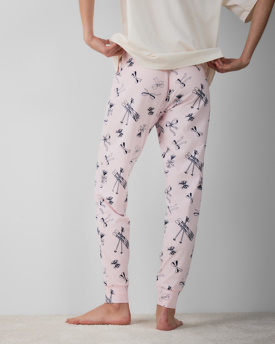 image 1 of Christmas Pure Cotton Pyjama Bottoms in Pink