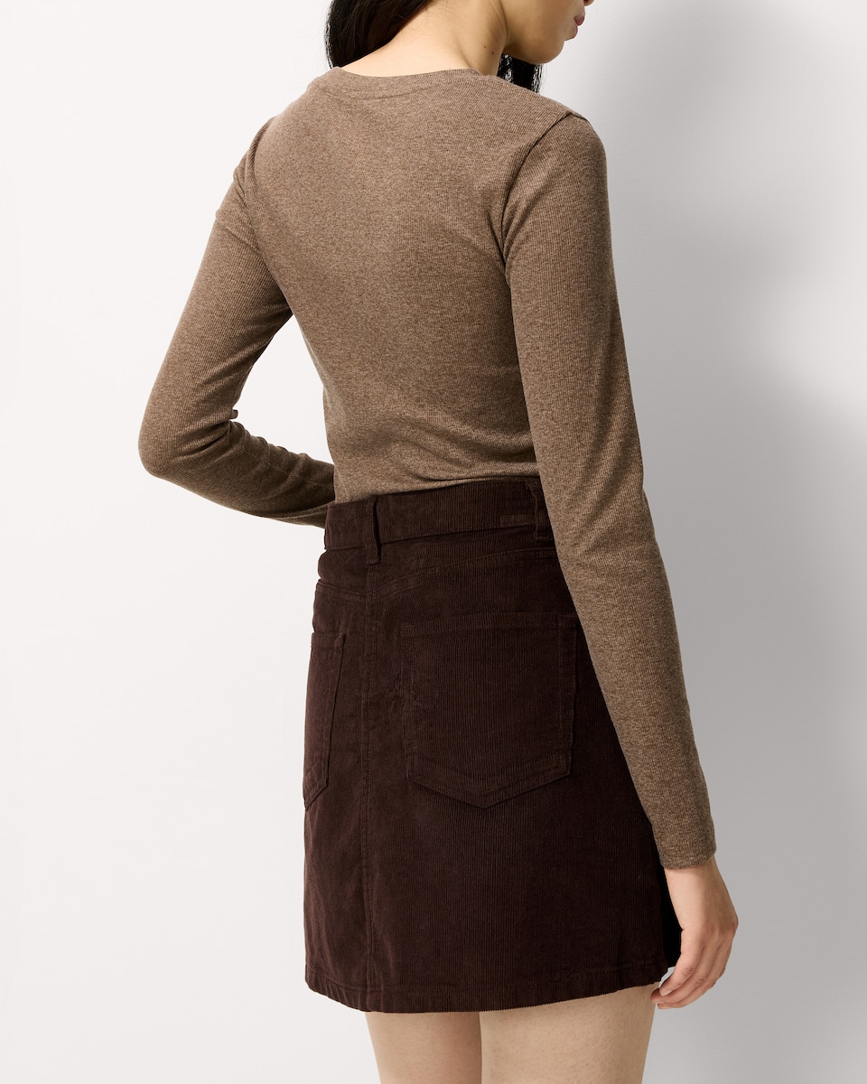 image 1 of F&F Pure Cotton Corduroy Mini Skirt in Chocolate