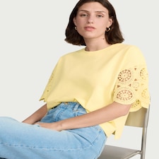 F&F Pure Cotton Broderie Top in Yellow