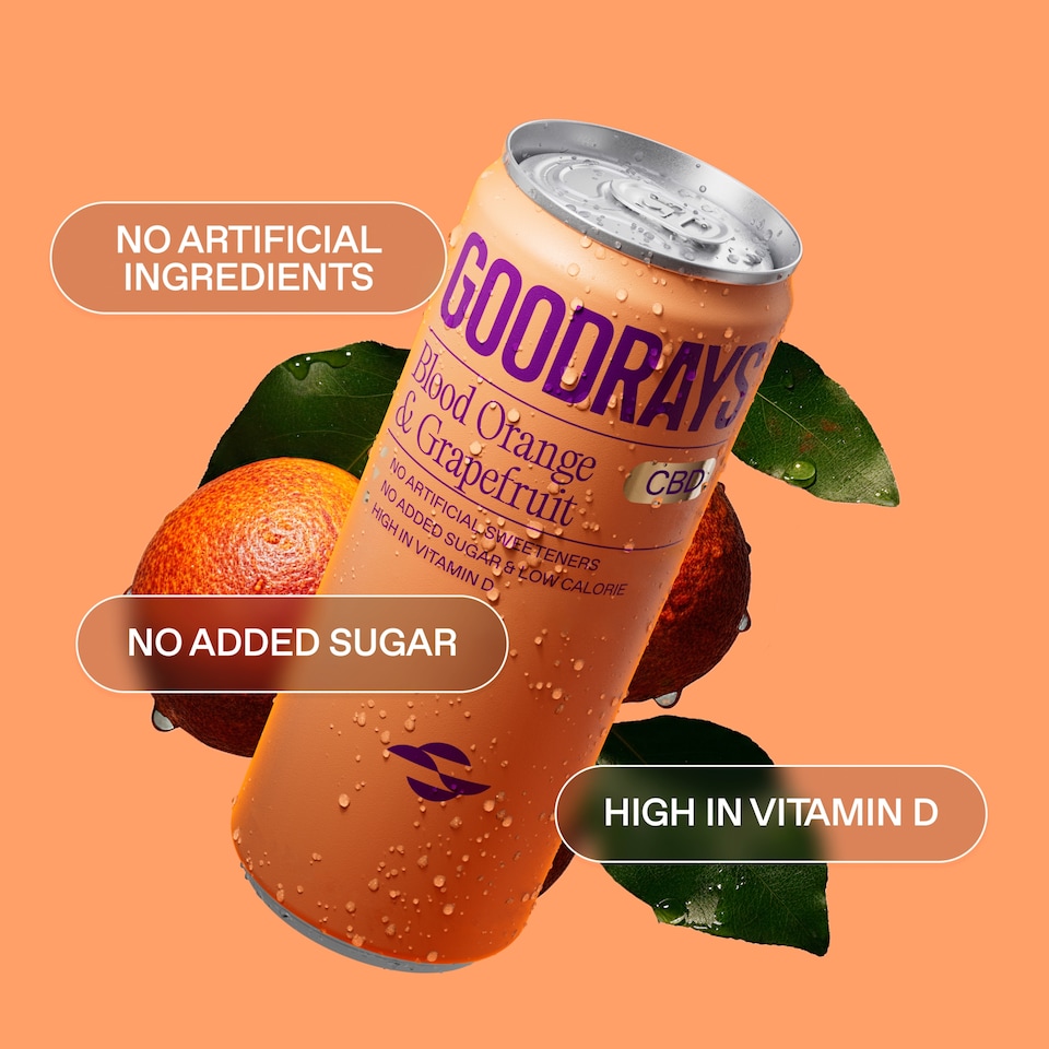image 1 of Goodrays CBD Blood Orange & Grapefruit Drink 4 x 330ml