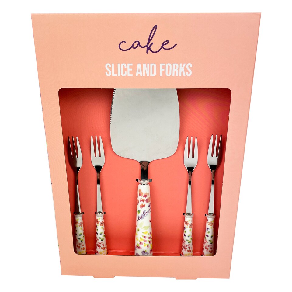 Kimm & Miller Floral Cake Slice & Fork Set Tesco Groceries