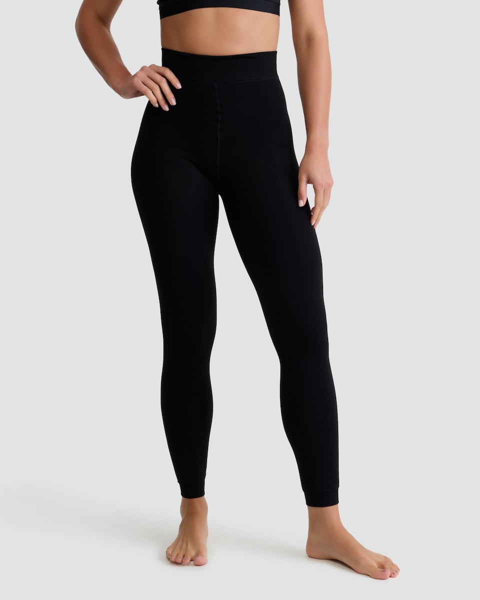 image 1 of F&F Thermal Footless Tights in Black