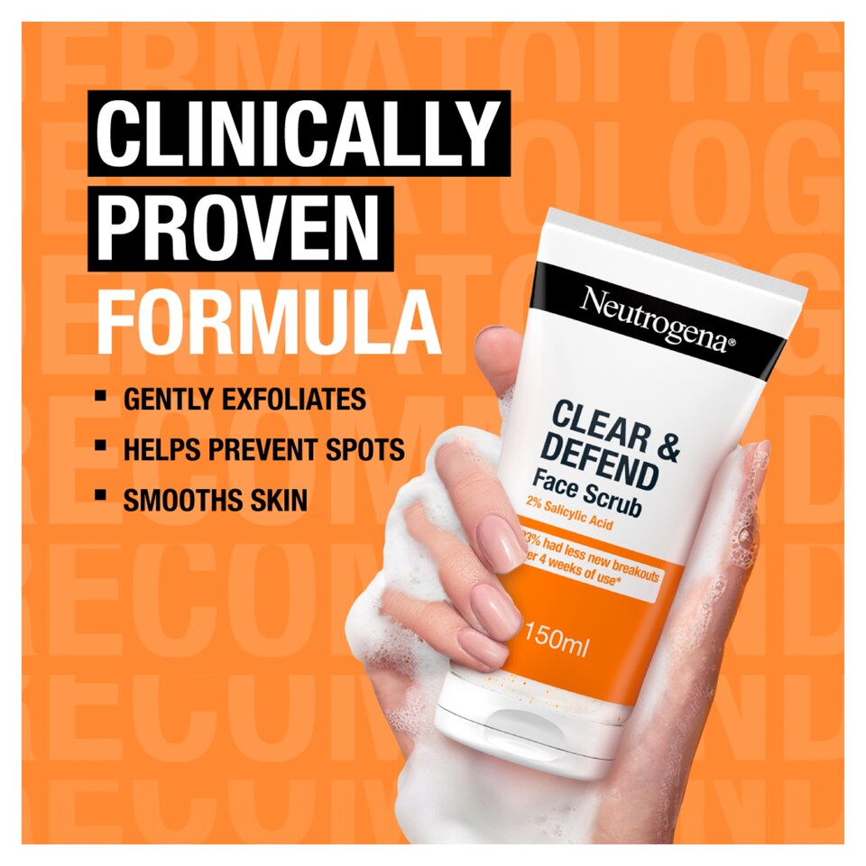 image 1 of Neutrogena Clear & Defend Facial Scrub 2% Salicylic Acid 150ml.