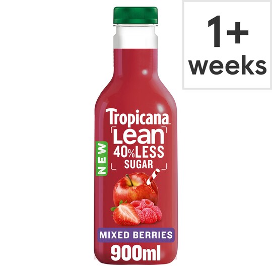 Tropicana Lean Strawberry Raspberry & Apple Juice 900Ml Tesco Groceries