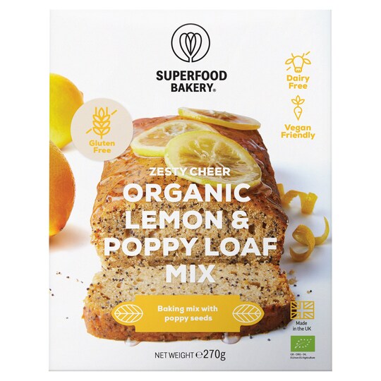 Superfood Bakery Organic Lemon & Poppy Loaf Mix 270G Tesco Groceries