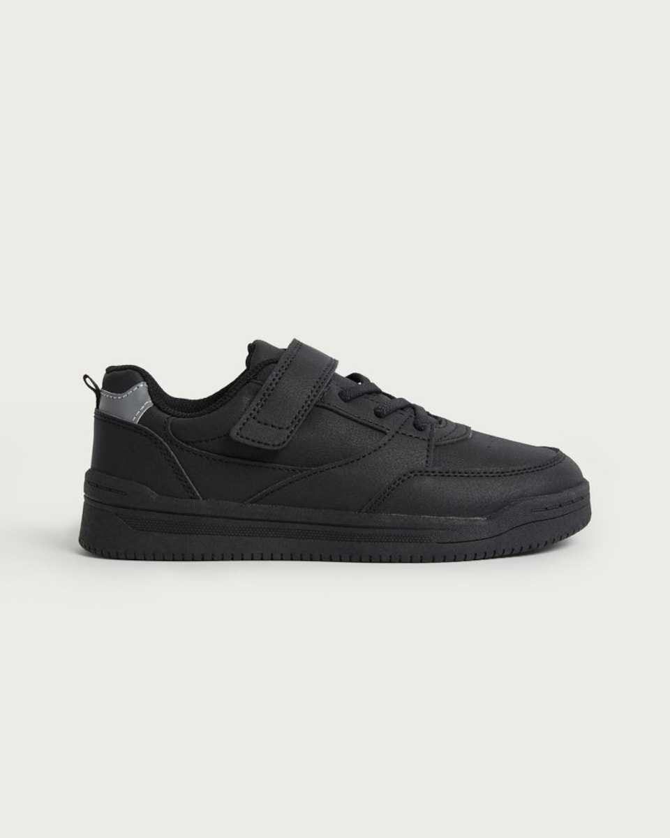 image 1 of F&F School Lace Up Strap Fastening Trainers in Black
