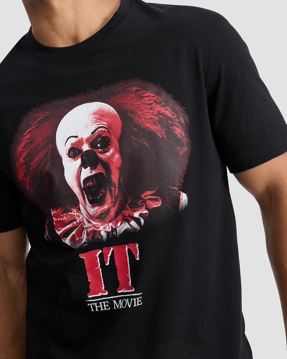 image 1 of F&F Pure Cotton IT The Movie Slogan T-Shirt in Black
