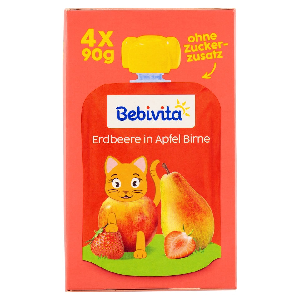 Obrázek 1 pro produkt Bebivita Jablko, hruška, jahoda 4 x 90g (360g)