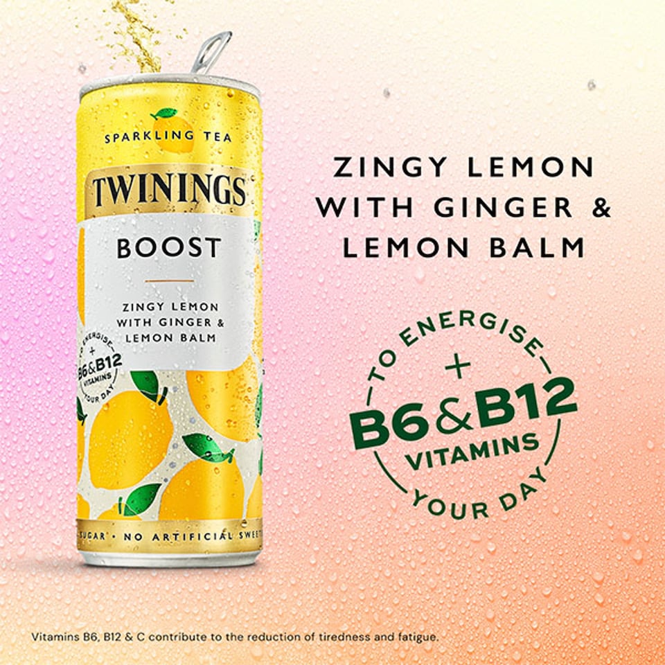 image 1 of Twinings Sparkling Tea Boost Zingy Lemon with Ginger 4x250ml