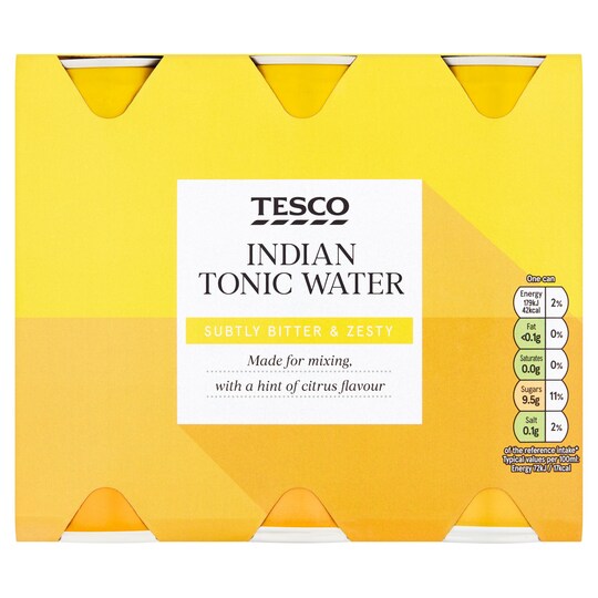 Tesco Indian Tonic Water Cans 6X250ml Tesco Groceries
