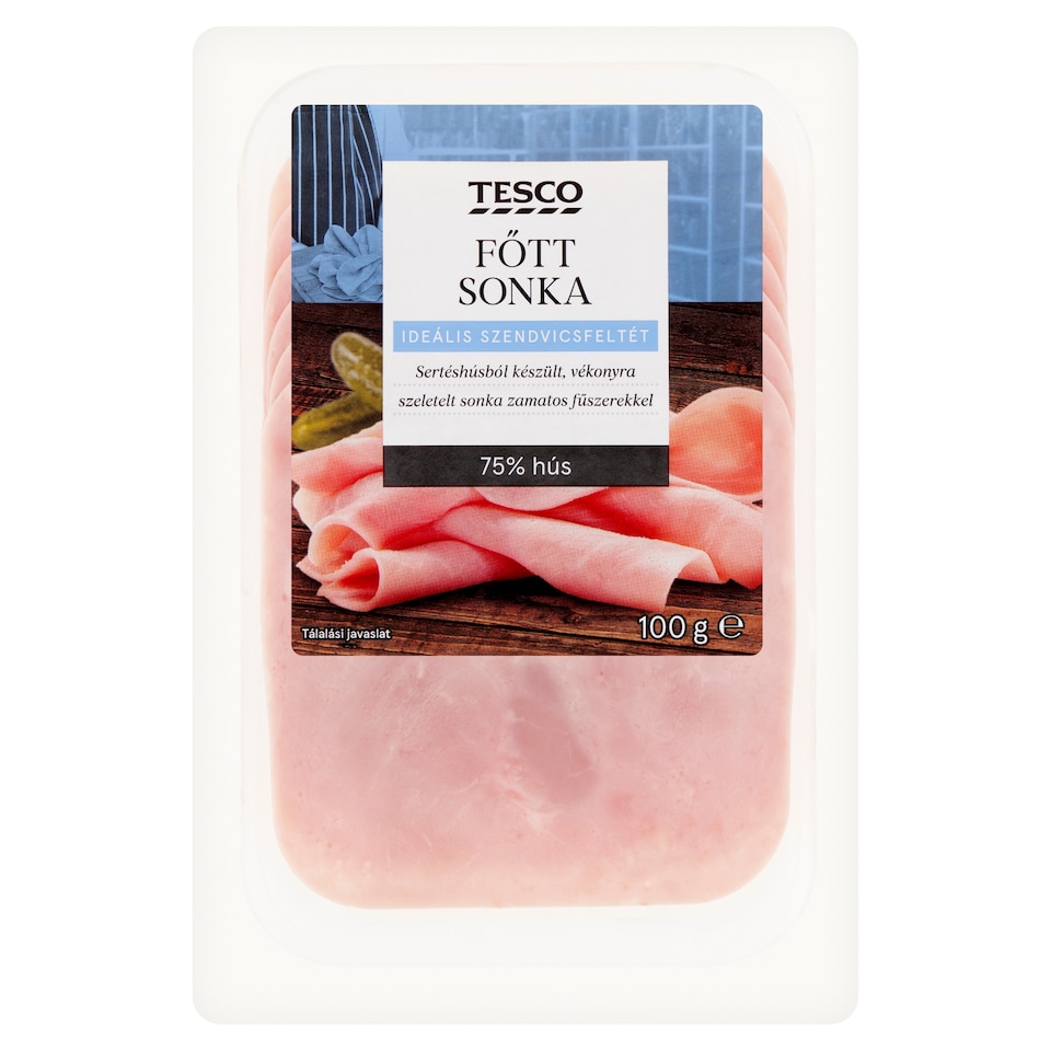 Tesco szeletelt, formázott, hőkezelt sertéscomb sonka 100 g