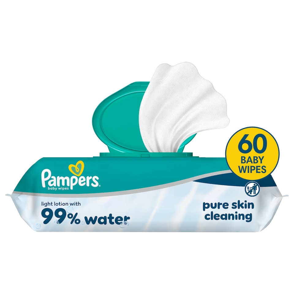 image 1 of Pampers 99% Water Wipes Baby Wipes 60 Wipes 