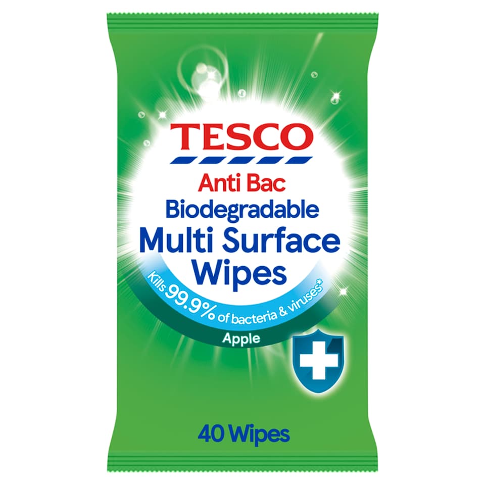 Tesco Antibacterial Multi Surface Wipes Apple 40 Pack