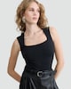 image 1 of F&F Polyamide Square Neck Sleeveless Top in Black