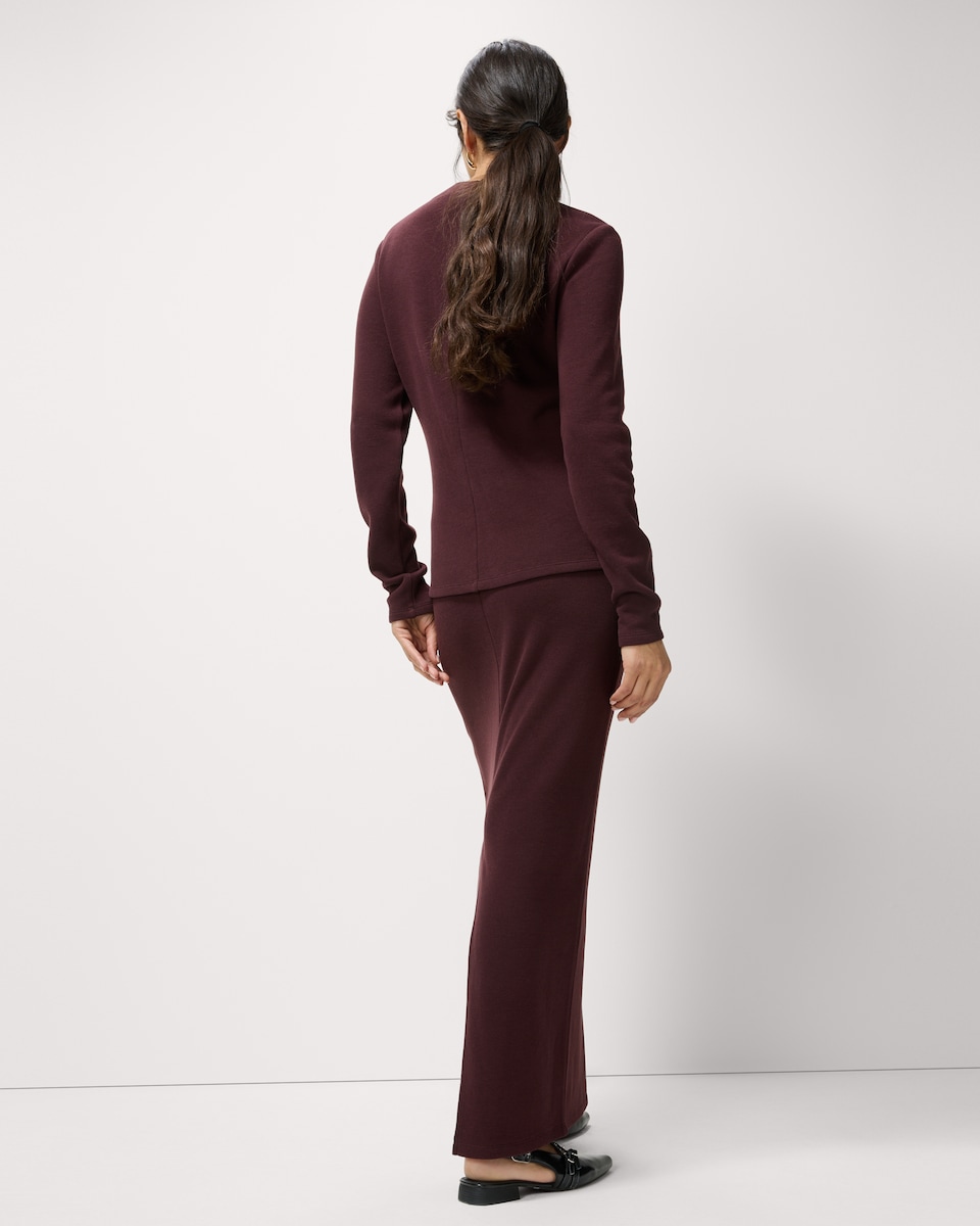 image 1 of F&F Brushed Co-ord Maxi Skirt in Burgundy