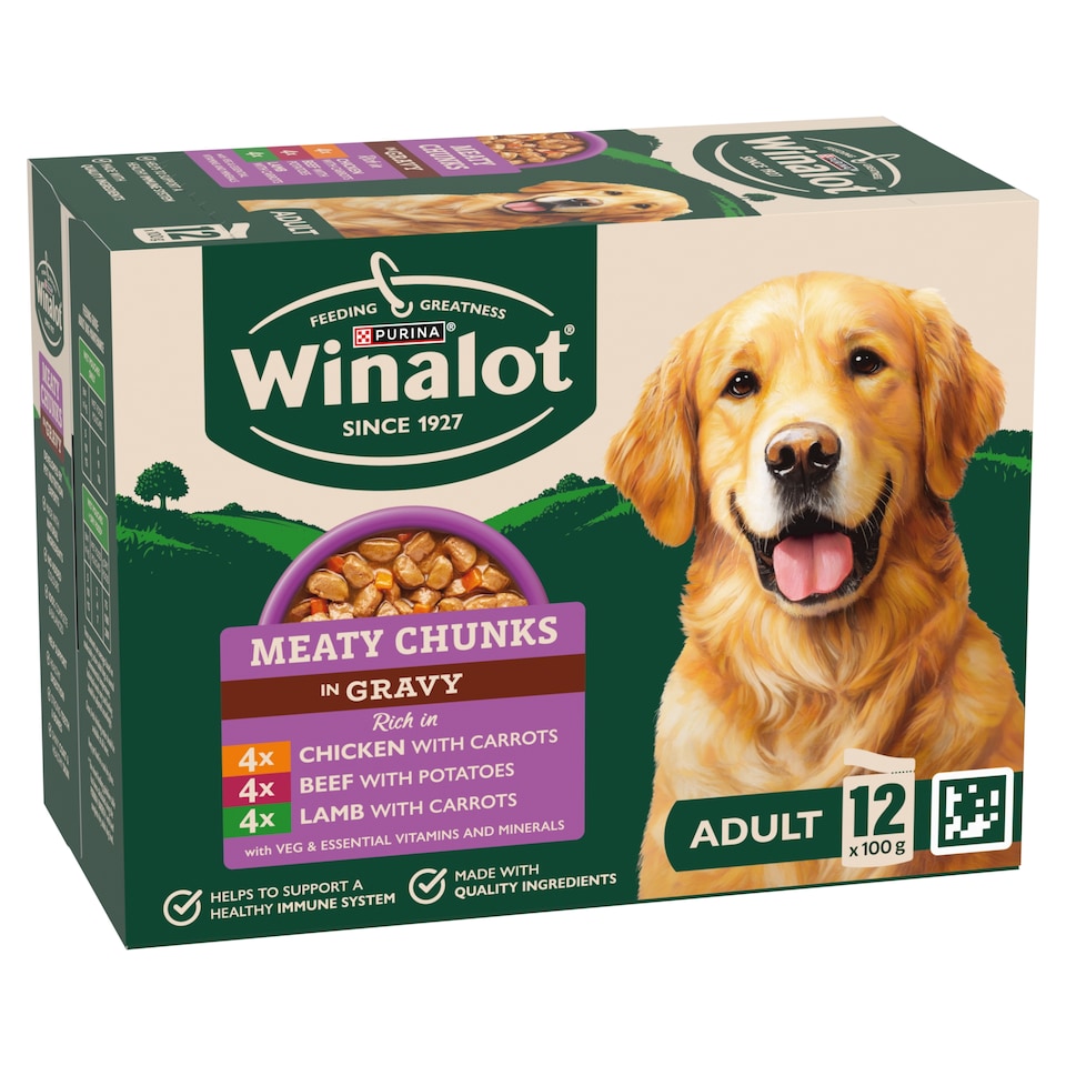 image 1 of WINALOT Meaty Chunks Mixed in Gravy Wet Dog Food 12x100g