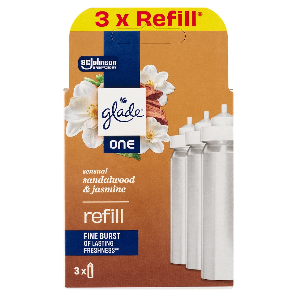 image 1 of Glade One Sensual Sandalwood & Jasmine Refill 3 x 10ml (30ml)
