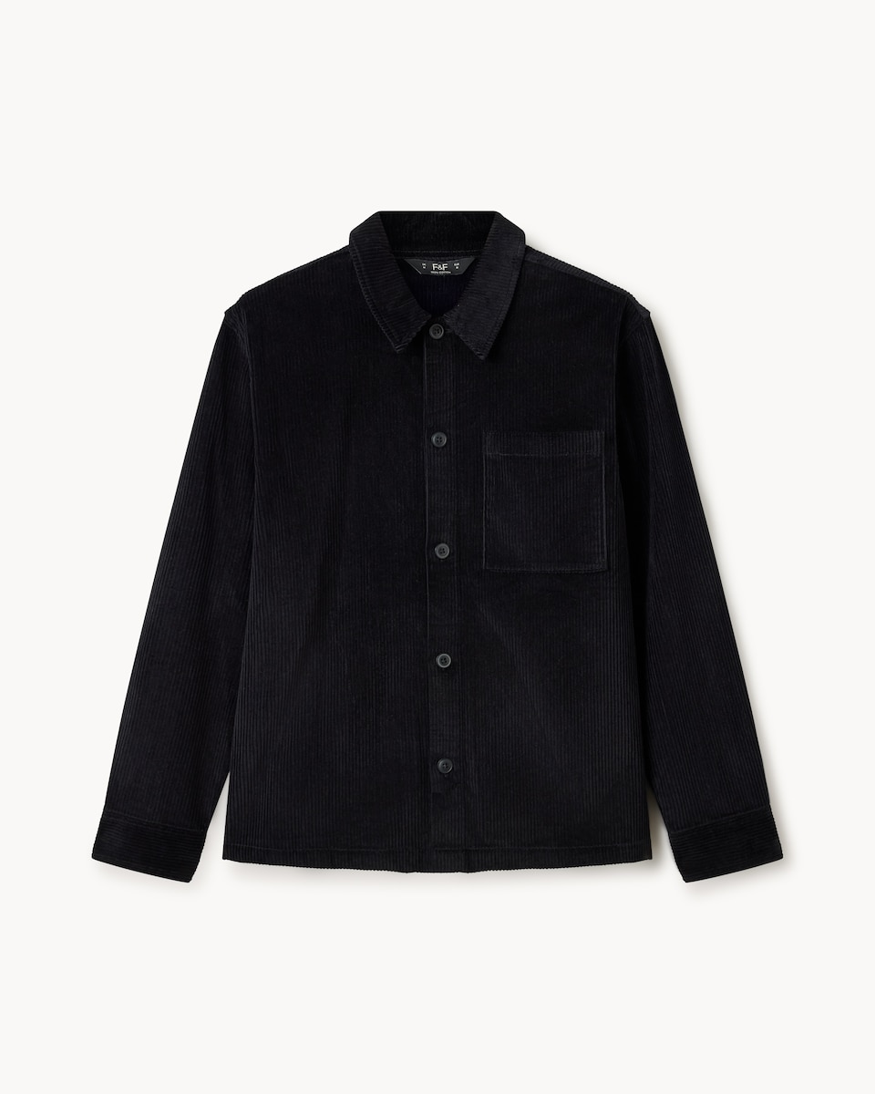 image 1 of F&F Pure Cotton Corduroy Shirt in Black