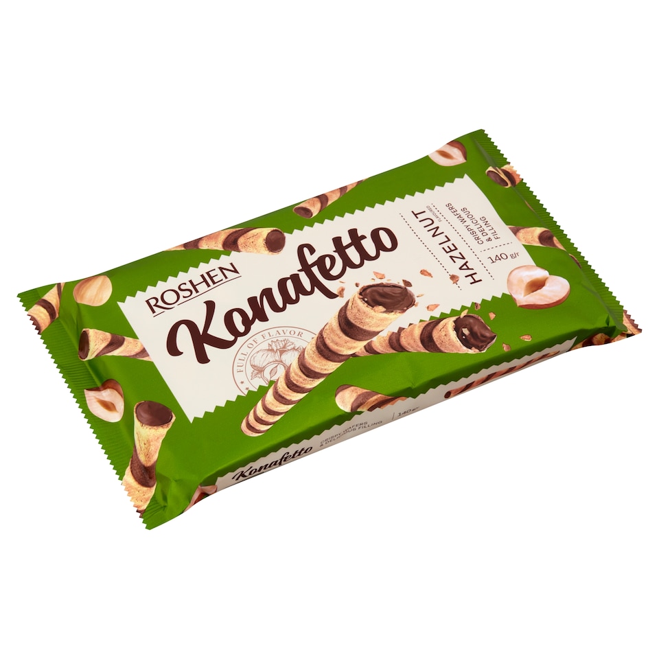 Roshen Konafetto Wafer Rolls with Hazelnut Flavoured Filling 140 g