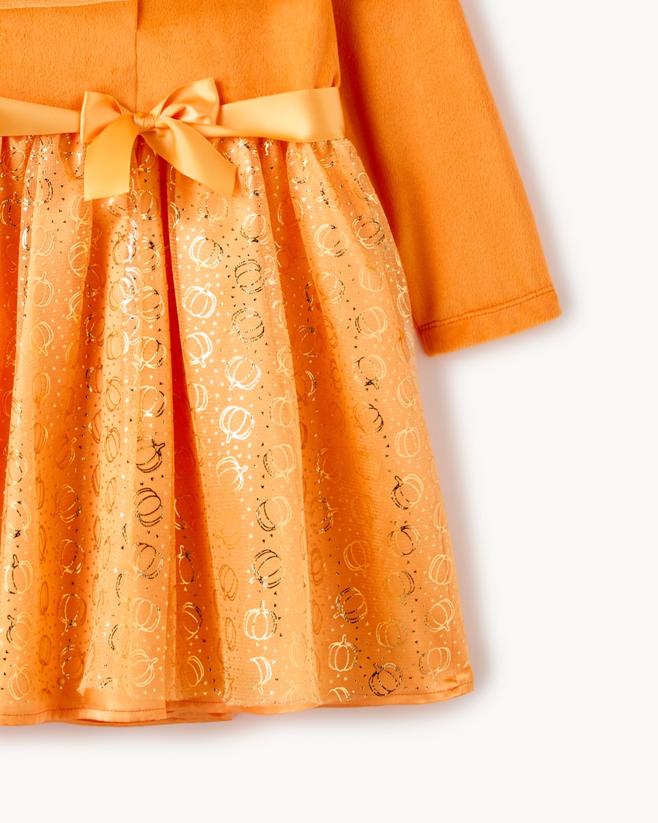 image 1 of F&F Girls Pumpkin Face Halloween Costume in Orange